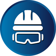 Icon eines Helms mit Skibrille, symbolisiert Schutz und Sicherheit beim Skifahren.